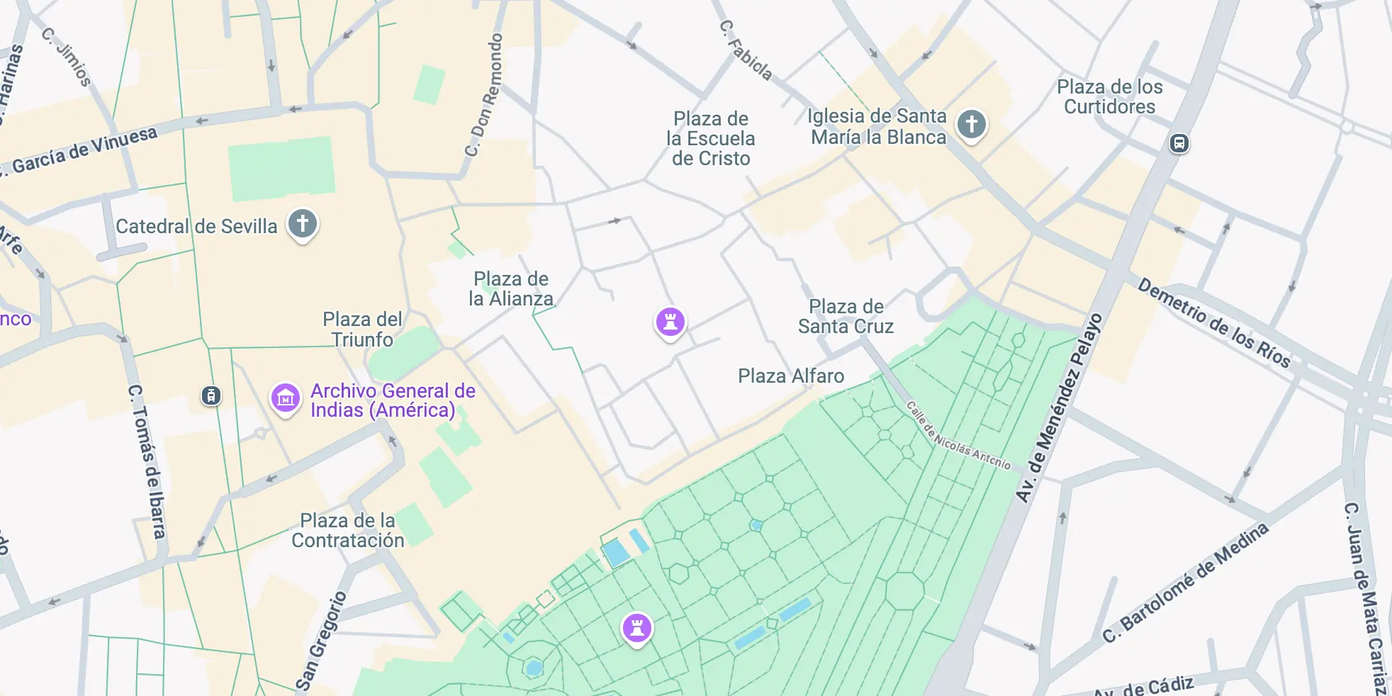 Mappa del quartiere di Santa Cruz - Siviglia